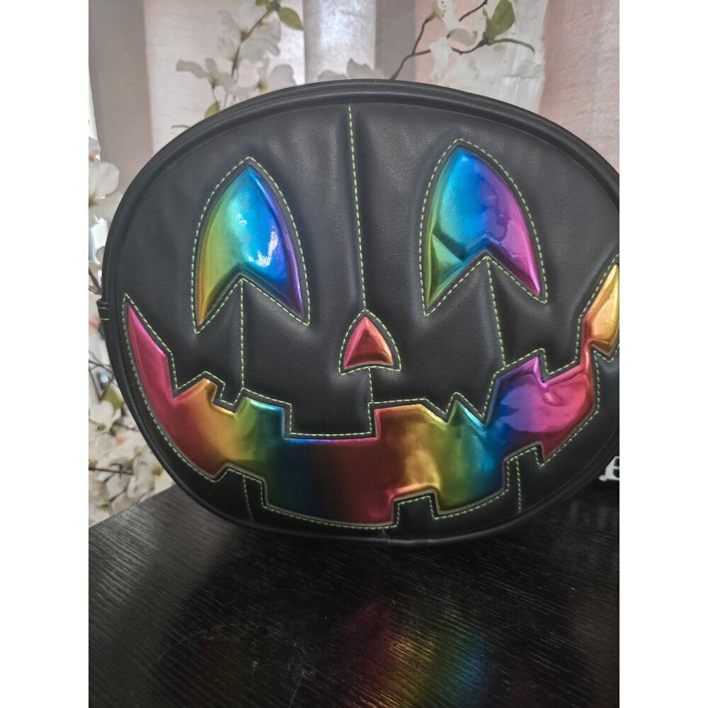 Love Pain and Stitches Black and Rainbow Pumpkin Kult Purse